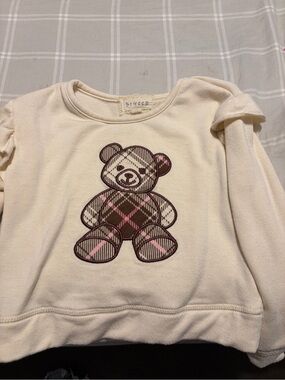 btween Cream Sweatshirt with Pink & Brown Plaid Teddy